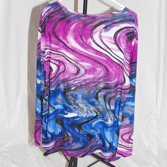 Womens XXL Purple Blue & White Long Sleeve Shirt EUC 26” pit to pit - Picture 4 of 4